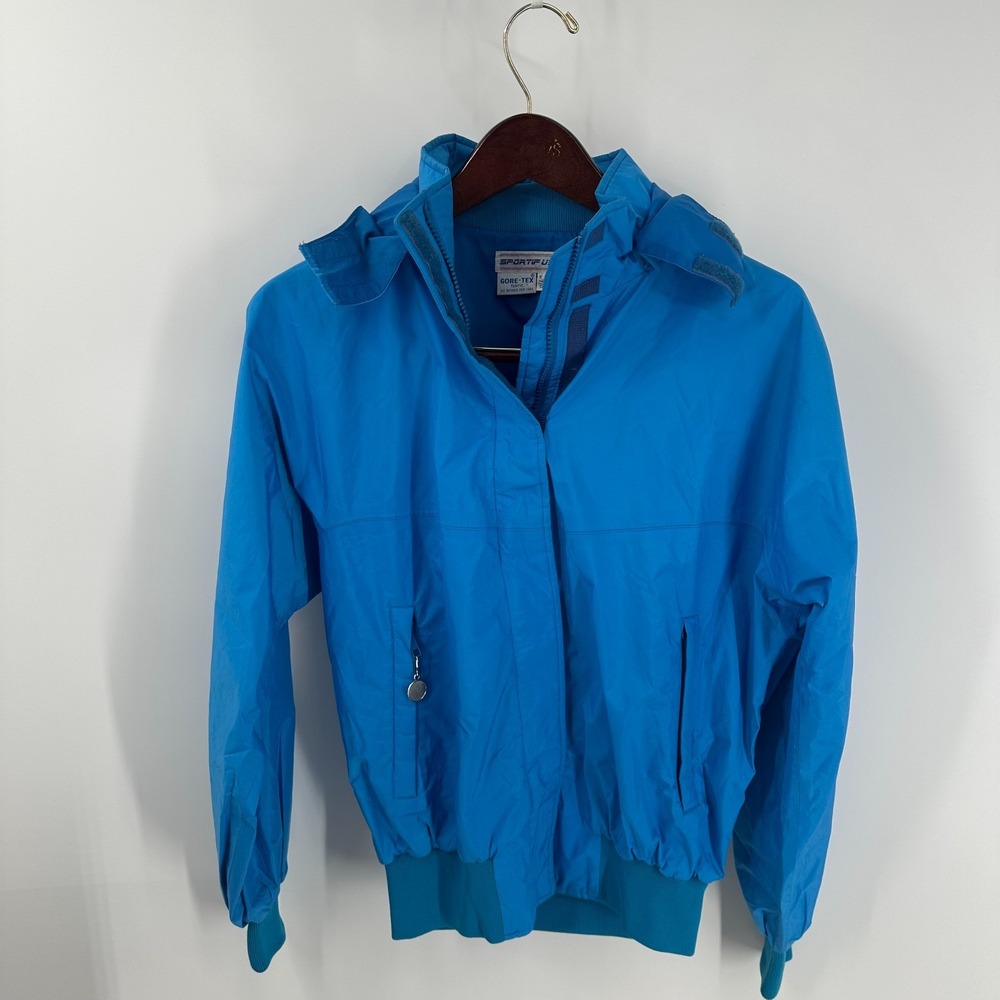 VTG 90s Y2K Sportif USA‎ Gore-Tex Hooded Full Zip Windbreaker Jacket Blue L